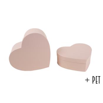 SADA PAPIEROVÝCH ŠKATULIEK S PLASTOVOU VLOŽKOU, 2 KUSY, V TVARE SRDCA, ŠPECIÁLNY PERLOVÝ PRÁŠOK