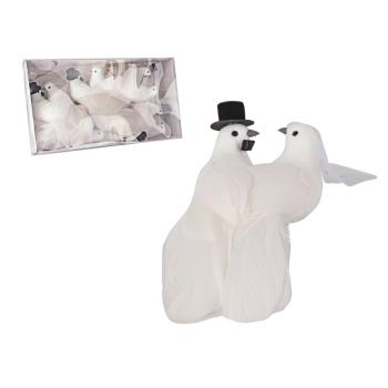 SADA HOLUBÍC V PAPIEROVEJ ŠKATUĽKE, 6 KUSOV, SVADOBNÁ