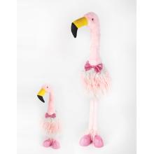 DEKOR PLAMENIAK S TELESKOPICKÝMI NOHAMI, RUŽOVO-BIELY KOŽUŠINOVÝ