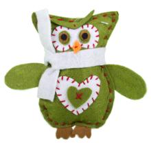 PLSTENÁ ŠATKA SO SOVOU ZELENÁ/BIELA