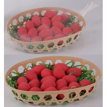 POLYSTYRÉNOVÉ VAJCIA 18 KUSOV + KOŠÍK + TRÁVA ČERVENÁ