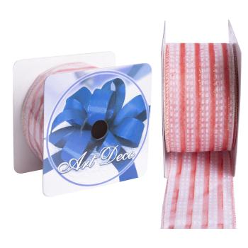 STUHA DEKOR ORGANZA BIELA/RUŽOVÁ PRUHOVANÁ