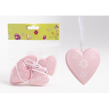 PLASTOVÉ DEKORAČNÉ SRDCE 6 KUSOV RUŽOVÉ