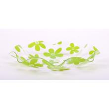 PLASTOVÁ MISKA OKRÚHLA KVETINOVÝ VZOR ZELENÁ