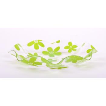 PLASTOVÁ MISKA OKRÚHLA KVETINOVÝ VZOR ZELENÁ