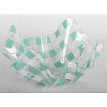 PLASTOVÁ MISKA ZVLNENÁ KÁROVANÁ ZELENÁ/BIELA