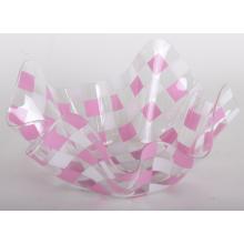 PLASTOVÁ MISKA ZVLNENÁ KOCKOVANÁ RUŽOVÁ/BIELA