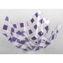 PLASTOVÁ MISKA ZVLNENÁ KÁROVANÁ FIALOVÁ/BIELA