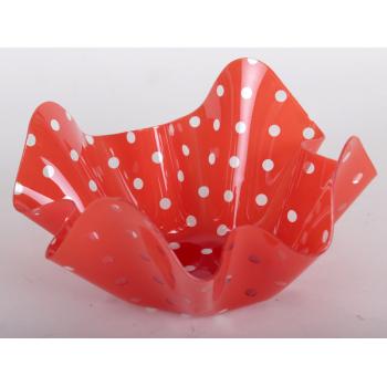 PLASTOVÁ MISKA SO ZVLNENÝMI BODKAMI ORANŽOVÁ