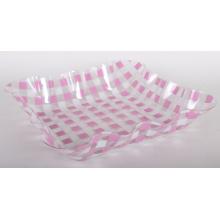 PLASTOVÁ MISKA OBDĹŽNIK KÁROVANÁ RUŽOVÁ/BIELA