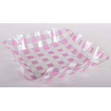 UMELECKÁ MISKA OBDĹŽNIK KÁROVANÁ RUŽOVÁ/BIELA