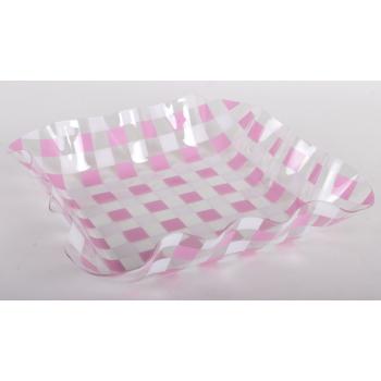 UMELECKÁ MISKA OBDĹŽNIK KÁROVANÁ RUŽOVÁ/BIELA