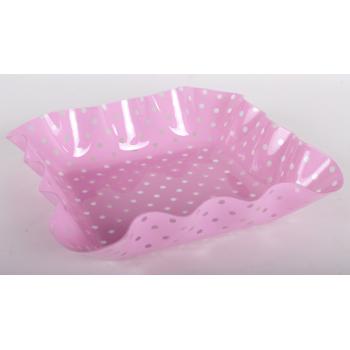 PLASTOVÁ MISKA S OBDĹŽNIKOVÝMI BODKAMI RUŽOVÁ