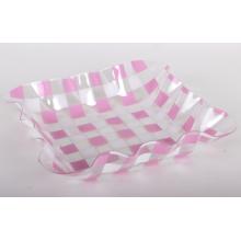 PLASTOVÁ MISKA OBDĹŽNIK KÁROVANÁ RUŽOVÁ/BIELA