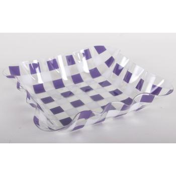 PLASTOVÁ MISKA OBDĹŽNIK ŠTVORCOVÝ FIALOVÁ/BIELA