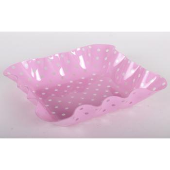 PLASTOVÁ MISKA S OBDĹŽNIKOVÝMI BODKAMI RUŽOVÁ