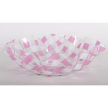 PLASTOVÁ MISKA OKRÚHLA KÁROVANÁ RUŽOVO-BIELA
