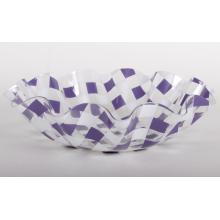 PLASTOVÁ MISKA OKRÚHLA KÁROVANÁ FIALOVÁ/BIELA