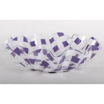 PLASTOVÁ MISKA OKRÚHLA KÁROVANÁ FIALOVÁ/BIELA