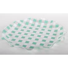 PLASTOVÁ MISKA OKRÚHLA KÁROVANÁ ZELENÁ/BIELA