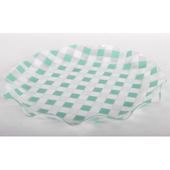 PLASTOVÁ MISKA OKRÚHLA KÁROVANÁ ZELENÁ/BIELA
