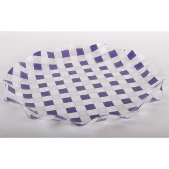PLASTOVÁ MISKA OKRÚHLA KÁROVANÁ FIALOVÁ/BIELA