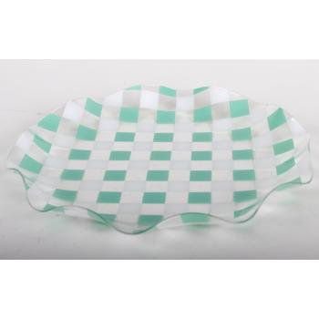PLASTOVÁ MISKA OKRÚHLA KÁROVANÁ ZELENÁ/BIELA