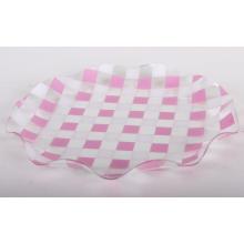 PLASTOVÁ MISKA OKRÚHLA KÁROVANÁ RUŽOVO-BIELA