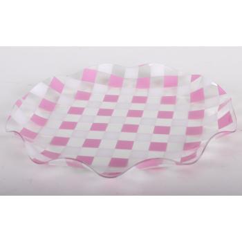 PLASTOVÁ MISKA OKRÚHLA KÁROVANÁ RUŽOVO-BIELA