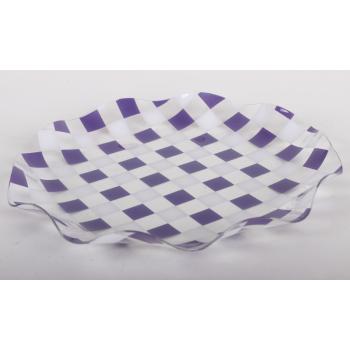 PLASTOVÁ MISKA OKRÚHLA KÁROVANÁ FIALOVÁ/BIELA