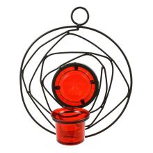 KOVANÝ DRŽIAK NA SVIEČKU ČERVENÝ OKRÚHLY