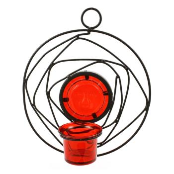 KOVANÝ DRŽIAK NA SVIEČKU ČERVENÝ OKRÚHLY