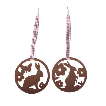 KOVOVÁ DEKORÁCIA S HNEDÝM ZÁVESOM 2 KUSY