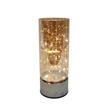 SKLENENÝ LAMPÁŠ SO SVIETIACIM VLÁKNOM, JANTÁROVÝ