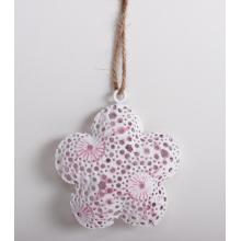 KOVOVÁ DEKORÁCIA KVET SO ZÁVESOM RUŽOVÁ