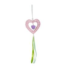 KOVOVÁ DEKORÁCIA SRDCE SO STUHOU RUŽOVÁ