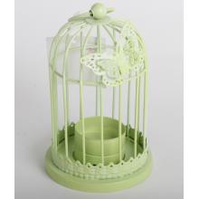 KOVOVÝ SVIETNIK KLIETKA S MOTÝĽOM ZELENÁ