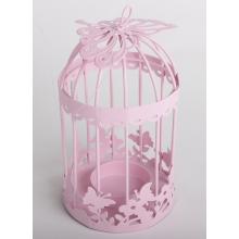 KOVOVÝ SVIETNIK KLIETKA S MOTÝĽOM RUŽOVÁ
