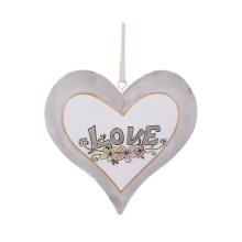 KOVOVÉ SRDCE S NÁPISOM LOVE SIVÁ/BIELA