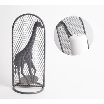 KOVANÝ SVIETNIK VEĽKÝ ŽIRAFA ČIERNY