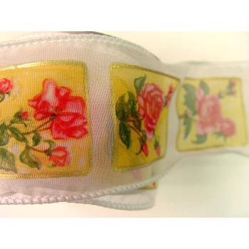 STUHA SO VZOROM RUŽÍ BIELA