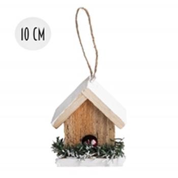 OSVETLENÝ DREVENÝ ZÁVESNÝ PRÍSTREŠOK S BIELOU STRECHOU, PRÍRODNÝ