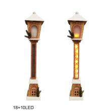 DEKORAČNÝ OSVETLENÝ DREVENÝ SVIETNIK, 18+10 LED, ZASNEŽENÝ