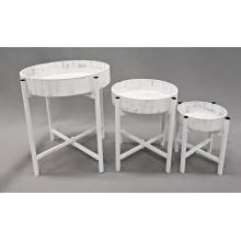 SADA DREVENÝCH DRŽIAKOV NA KVETY, 3 KUSY, OKRÚHLY TVAR, BIELA