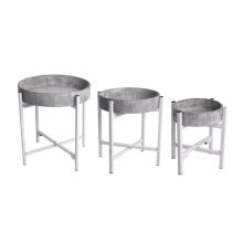 SADA DREVENÝCH DRŽIAKOV NA KVETY, 3 KUSY, OKRÚHLY TVAR, PÁLENÉ