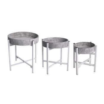 SADA DREVENÝCH DRŽIAKOV NA KVETY, 3 KUSY, OKRÚHLY TVAR, PÁLENÉ