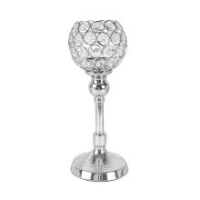 CHRÓMOVÝ KRIŠTÁĽOVÝ SVIETNIK S PODSTAVCOM, GUĽOVÝ