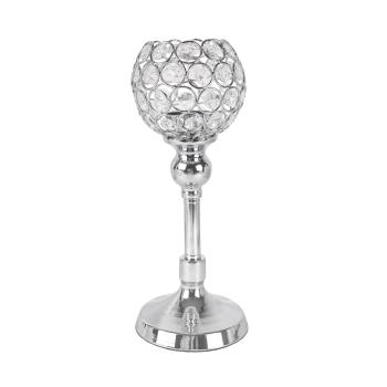 CHRÓMOVÝ KRIŠTÁĽOVÝ SVIETNIK S PODSTAVCOM, GUĽOVÝ