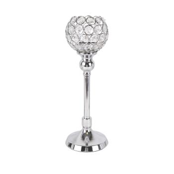CHRÓMOVÝ KRIŠTÁĽOVÝ SVIETNIK S PODSTAVCOM, GUĽOVÝ