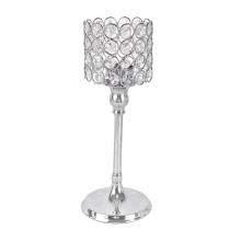 CHRÓMOVÝ KRIŠTÁĽOVÝ SVIETNIK S PODSTAVCOM, VALCOVITÝ